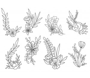 Stickserie - Blumen Ornamente Doodle & Appli